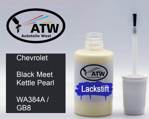 Chevrolet, Black Meet Kettle Pearl, WA384A / GB8: 20ml Lackstift, von ATW Autoteile West.